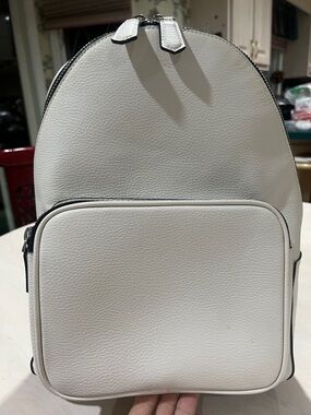 Zara Man Off-White Faux Pebbled Leather Backpack